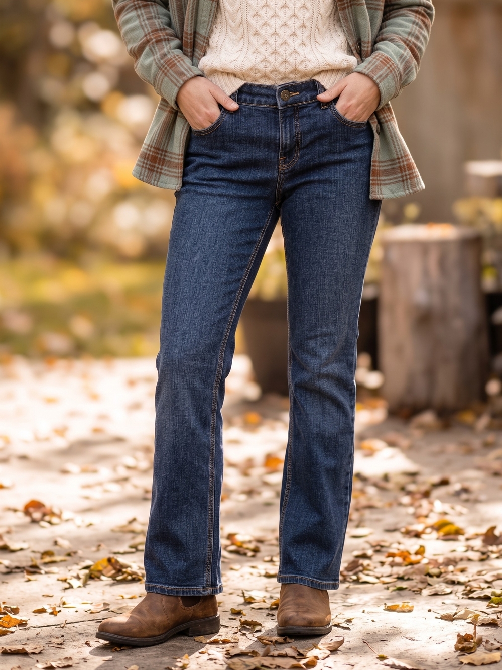 Midtown Dark Wash Bootcut Jeans Mid Rise Stretch Y2K Ranchcore Coastal Cowgirl